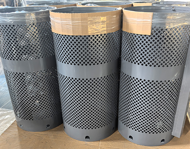 Metal trash can